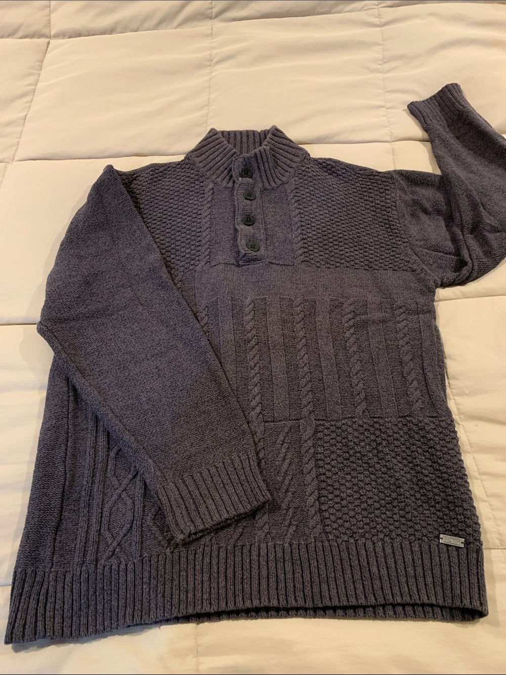 Buckle Men's Dark Charcoal 4 Button-Front Pullover Sweater XL